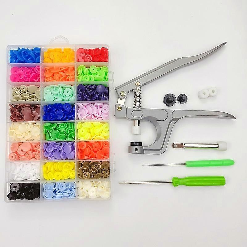 24 Colors Plastic Snap Buttons with Metal Pliers Tools