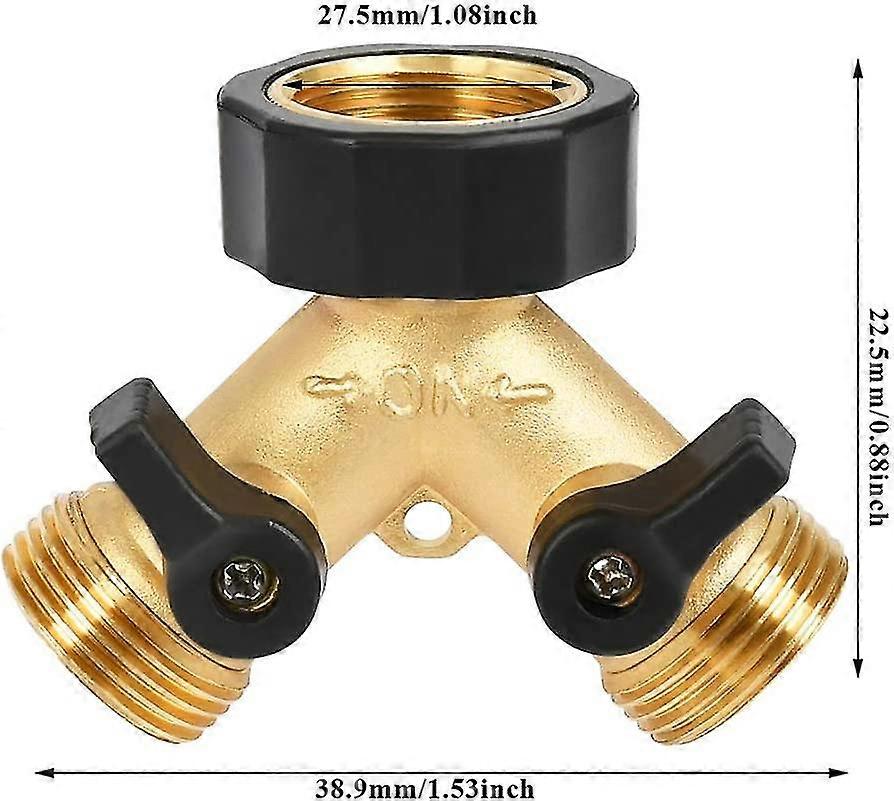 2 Way Brass Tap Manifold,3/4" Tap Y Splitter Two Way Washing Machine Hose Connector With Individual On/off Valves, Tap Adaptor For Garden