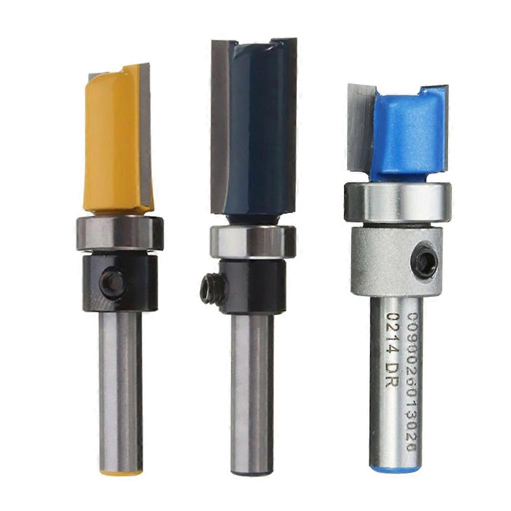 1/4" Shank Trim Router Bit Set 3 Piece Carbide Tip Wood Cutting Rotary Tool