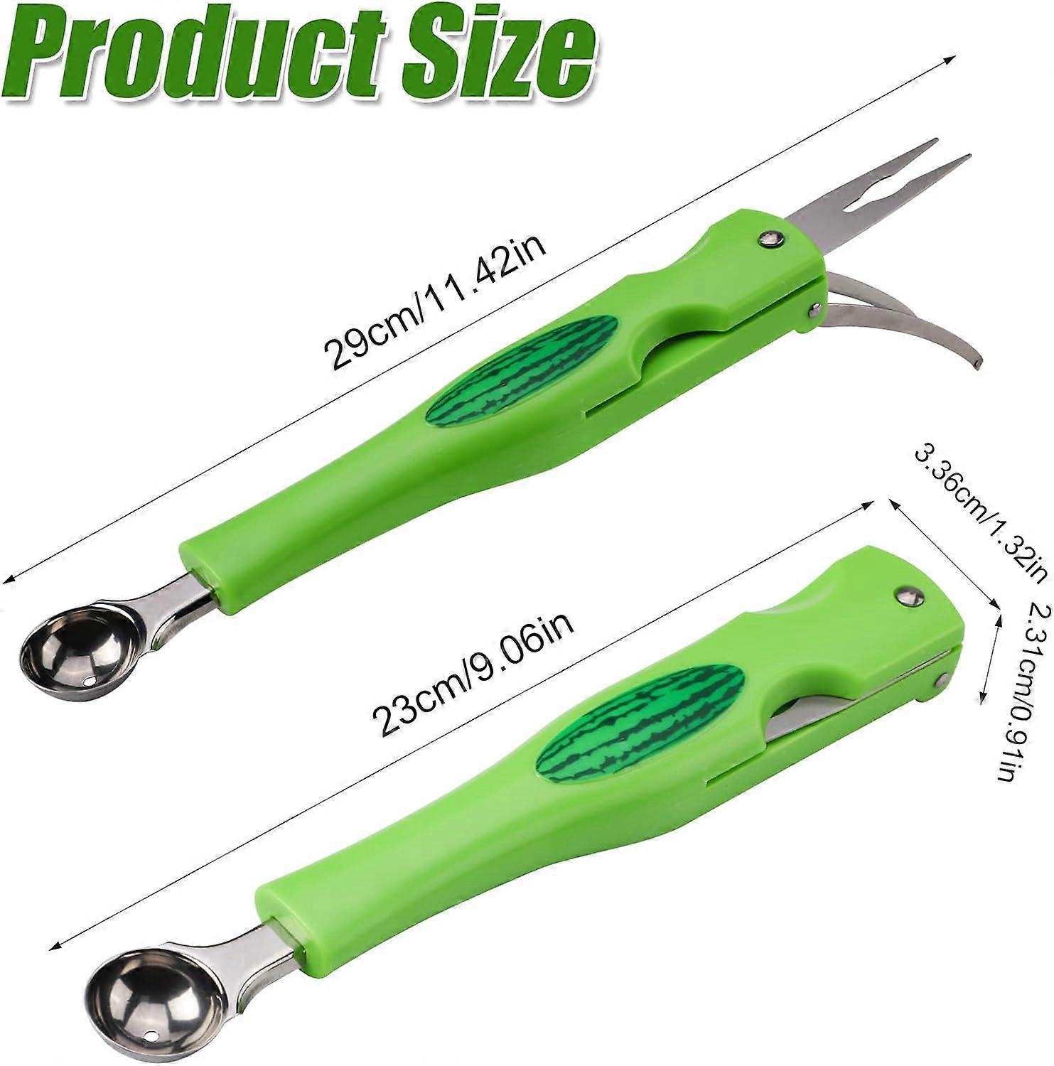 Set De 3 Outils à Melon Baller En Acier Inoxydable – Pour Fruits, Glaces – Double Tête – Vert