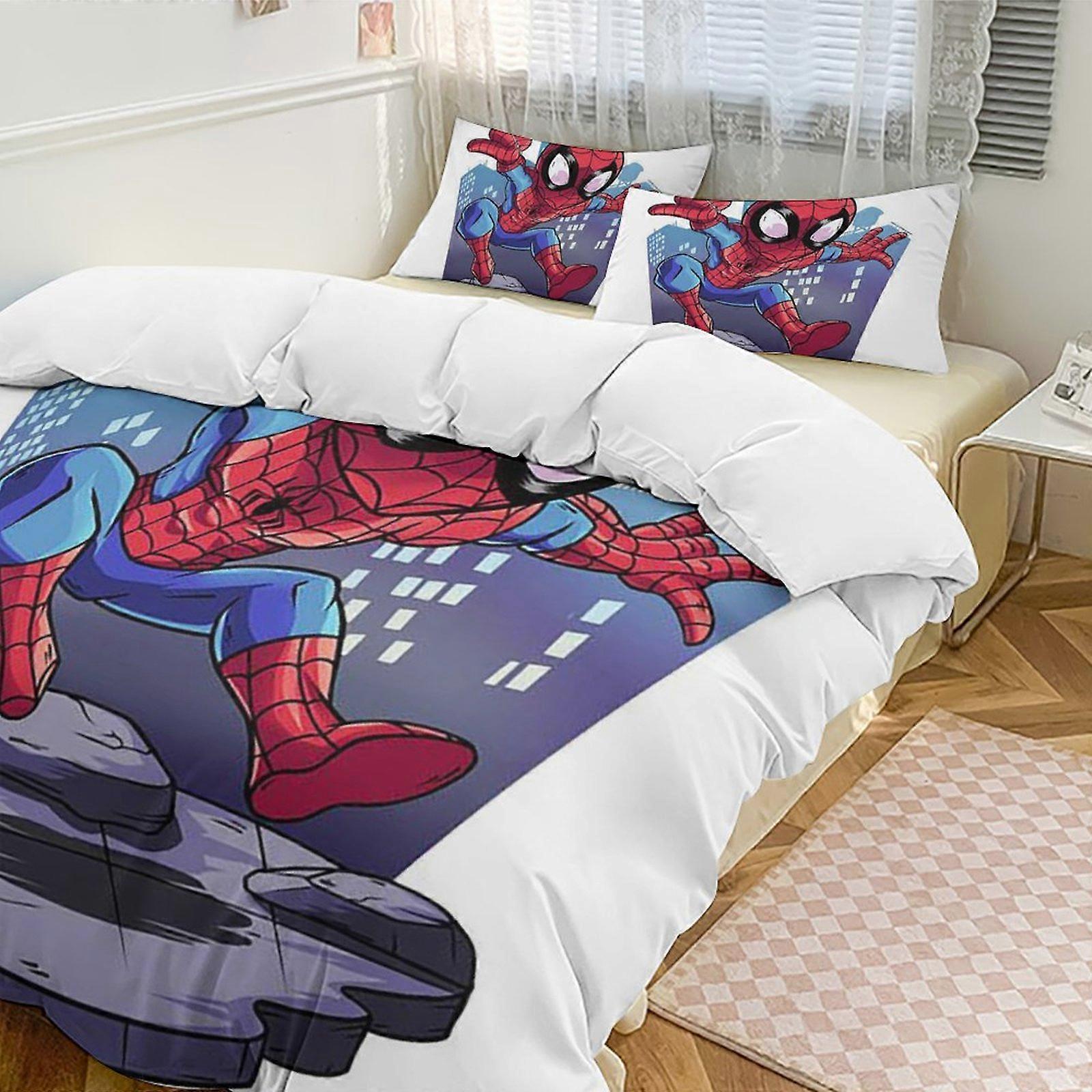 Zm604 Spider-Man 3-Piece Twin Bed Set - Includes 1 Single Quilt And 2 Pillow Cases Bedding - Fade Resistant Microfiber Lc604