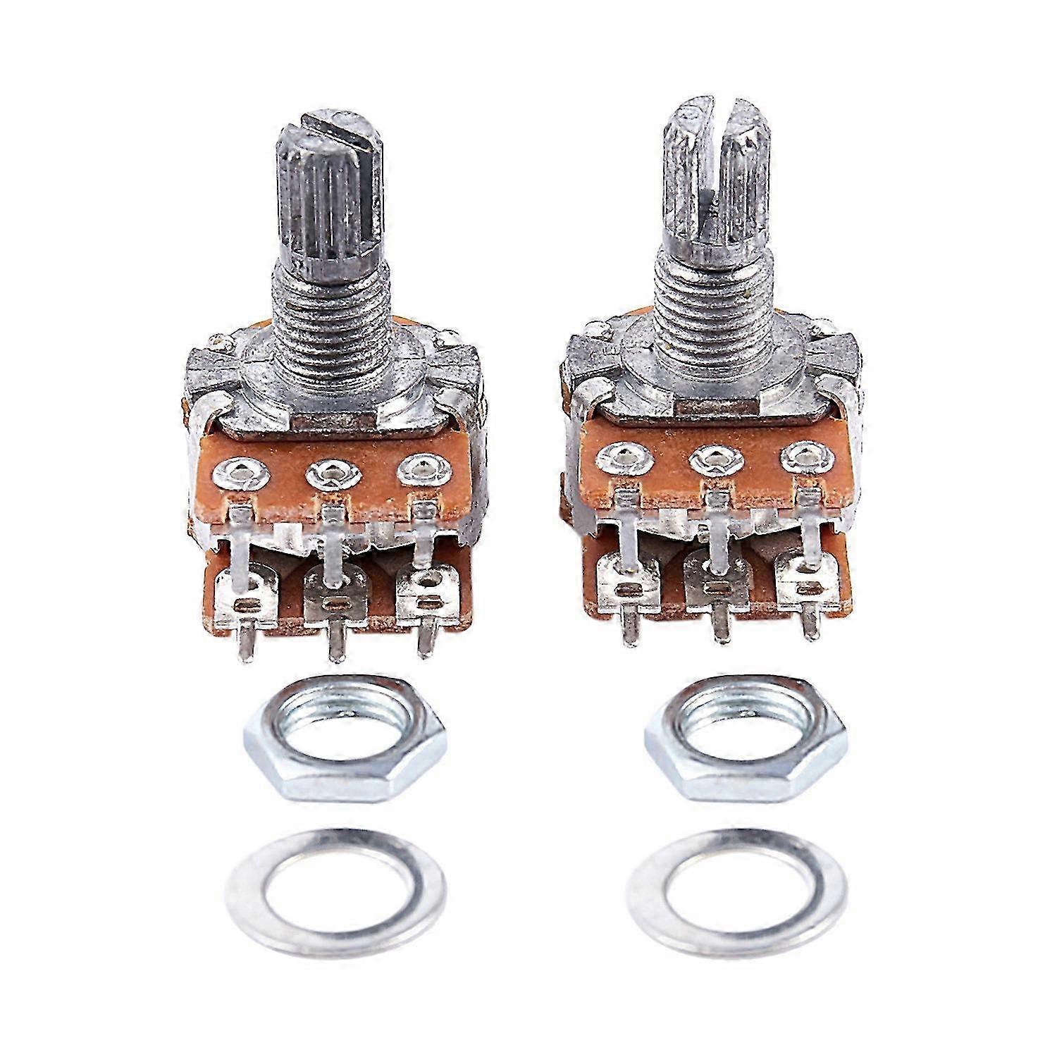 2Pcs B20K 20K Ohm 8mm Shaft PCB Mounted Linear Dual Potentiometer