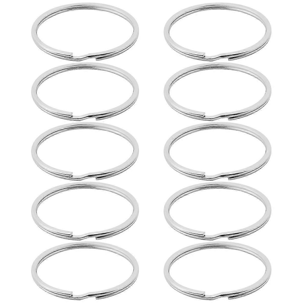 10X Quality 50Mm Keyring Split Ring Set Heavy Duty Large Nickel Key Loop Sprung Hoop