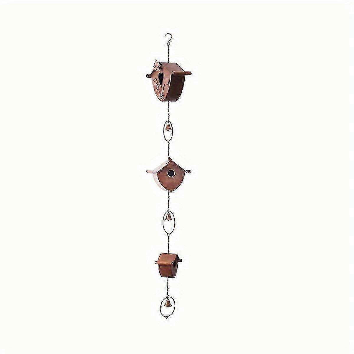 Gold Bird Houses Rain Chain For Heavy Rain, Functional Decorative Replacement Downspout Chain For Outside Rainchain