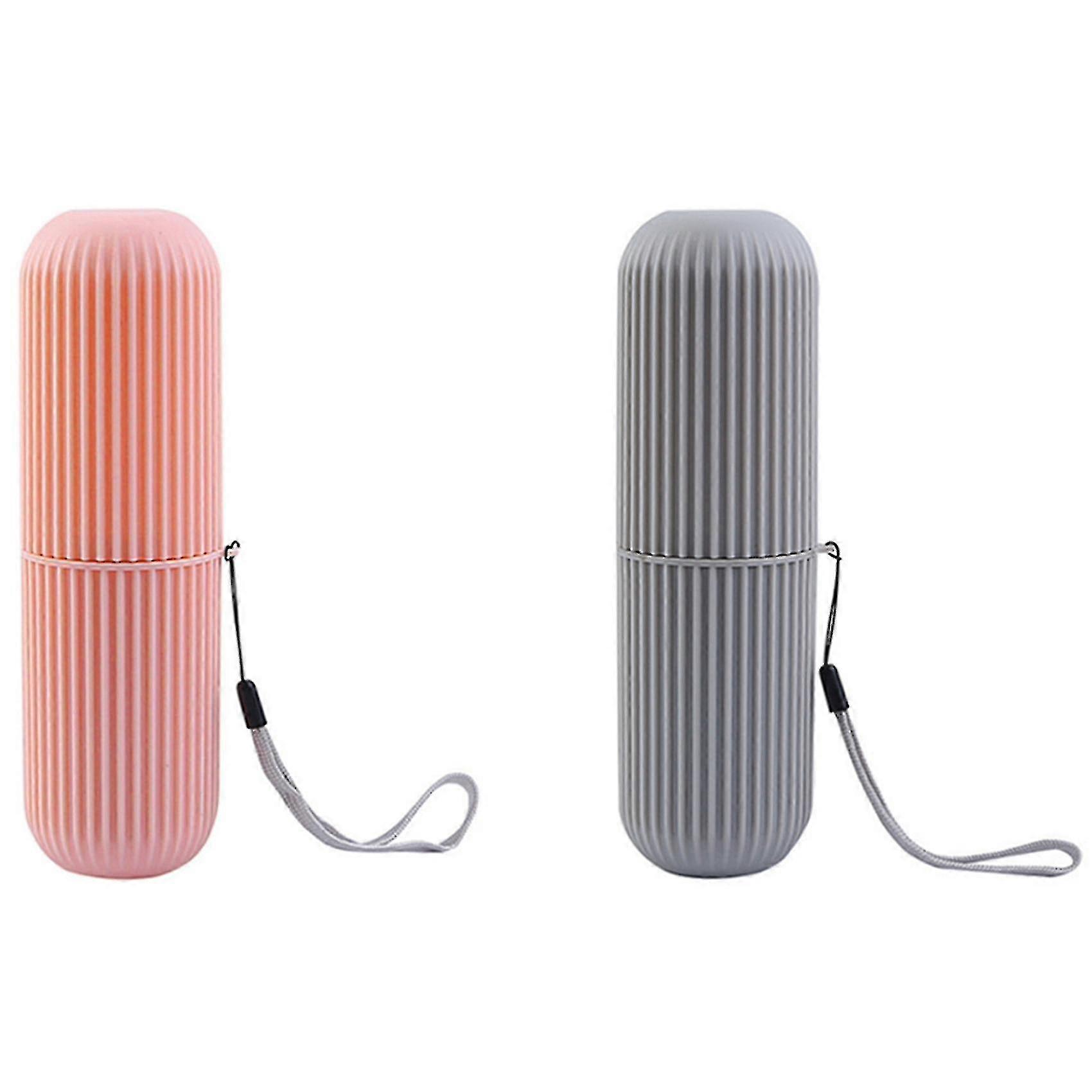 2 Pcs Portable Toothbrush Kits Toothpaste Cup Holder Storage Box