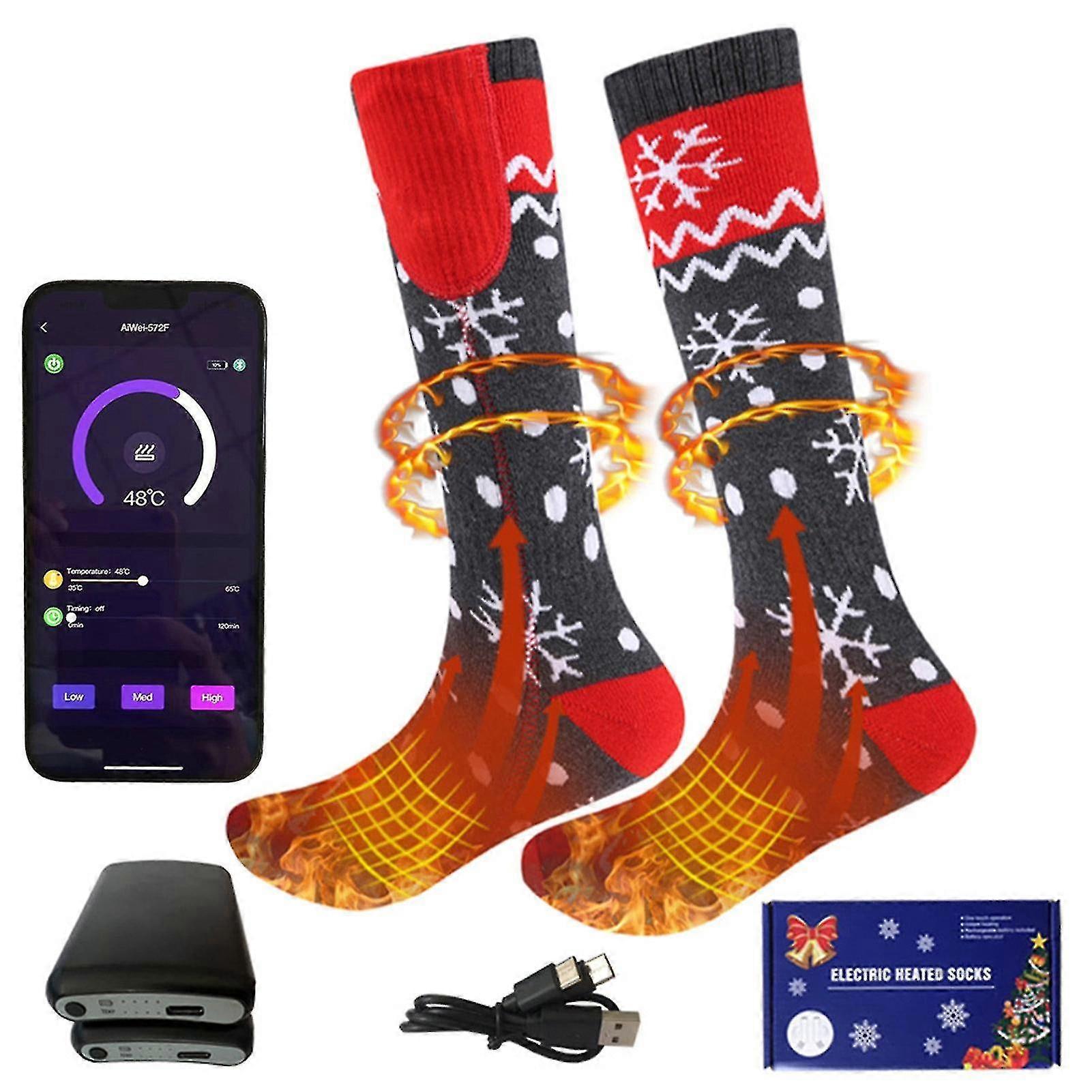Heated Socks 5v 5000mah Electric Rechargeable App Temperature Control Thermal Warming For Hunting Skiing