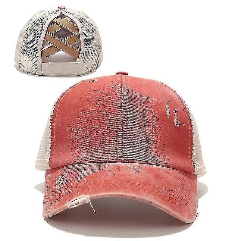 Naiset Ponytail Baseball Cotton Caps Summer Snapback HatF)