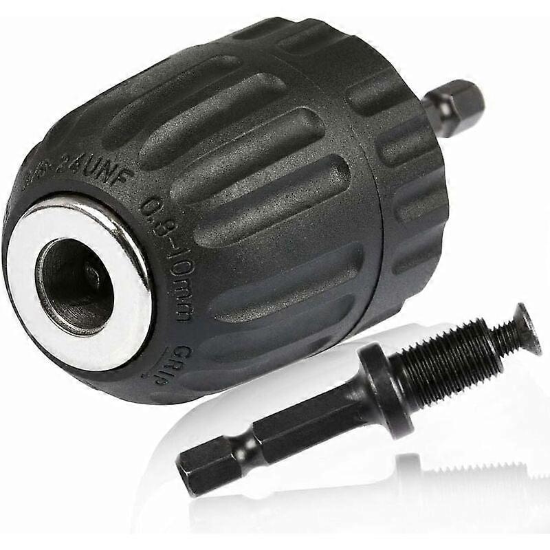 Drill ChuckKeyless Chuck 0.8-10mm, Quick Release Chuck 3/8"-24UNF, Keyless Drill Chuck Hex Shank Chuck with Hex Socket Holder 1/4" Chuck Drill Accesso
