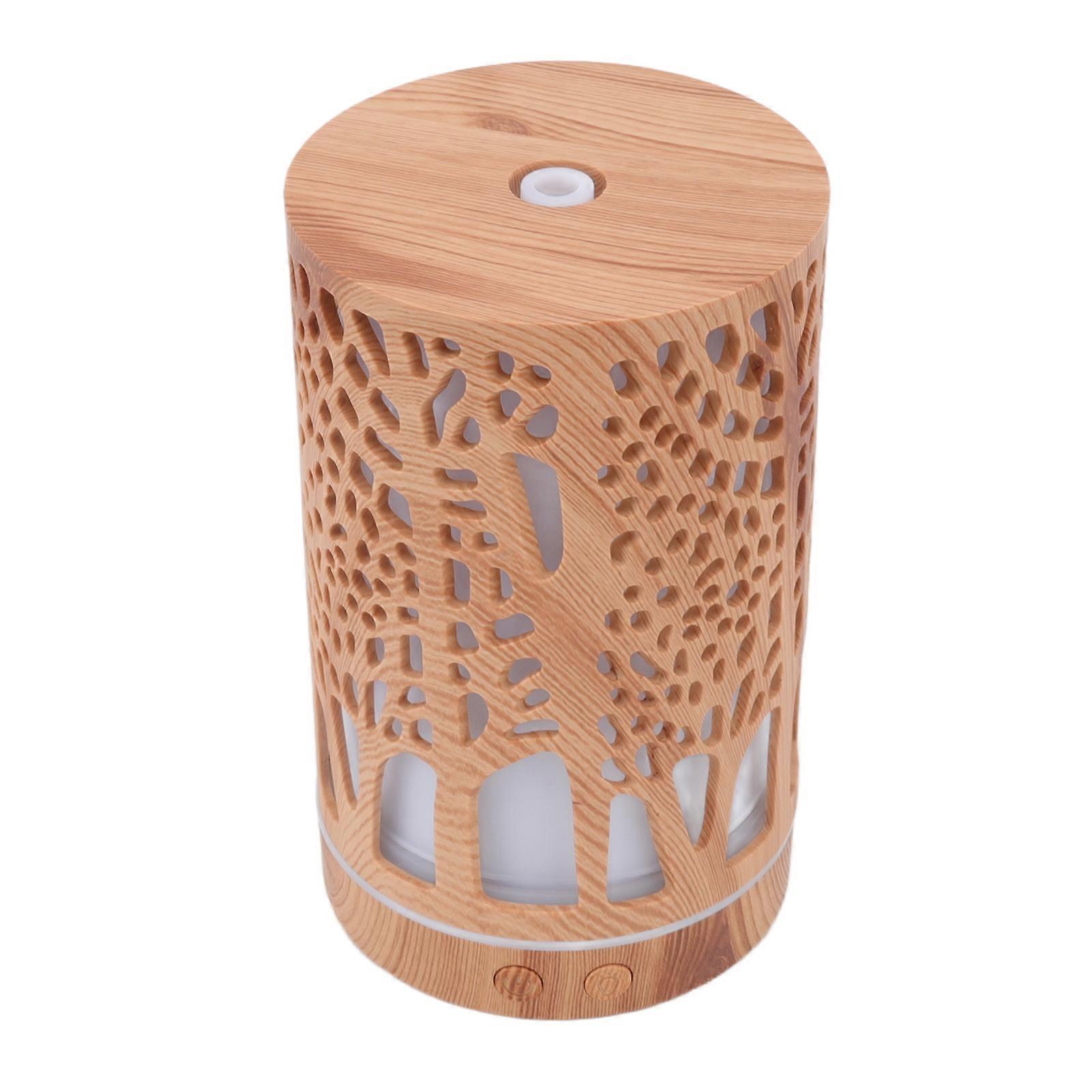 Wood Grain Essential Oil Diffuser Humidifier with LED Light Remote Control and 200ml Capacity