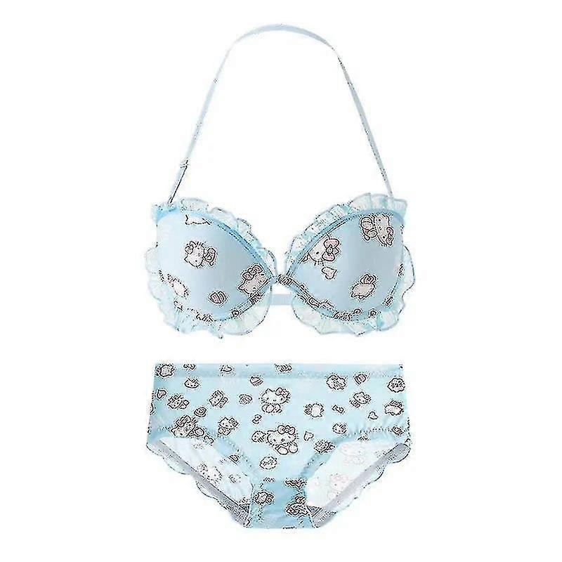 Y2k مرحبا كيتي 2 قطع الملابس الداخلية مجموعة Sanrioed النساء أنيمي Kawaii القطن الصدور الصغيرة حمالة الصدر الداخلية الكرتون طالب فتاة حلوة