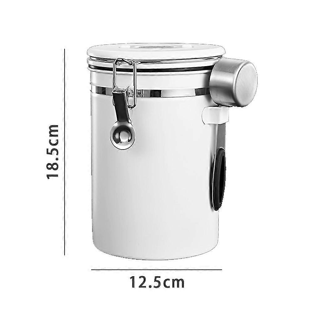 Kaffebehållare för malet kaffe med transparent fönster, datumspårning, skopa, 304 rostfritt stål lufttät förvaringsbehållare för mat och kaffe