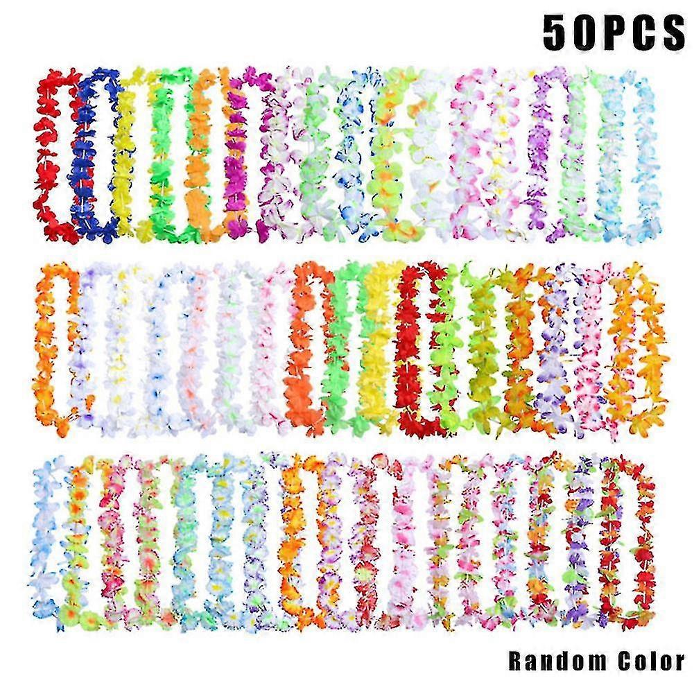50pcs/100pcs ハワイアンネックレストロピカルハワイ布花リースパーティー装飾