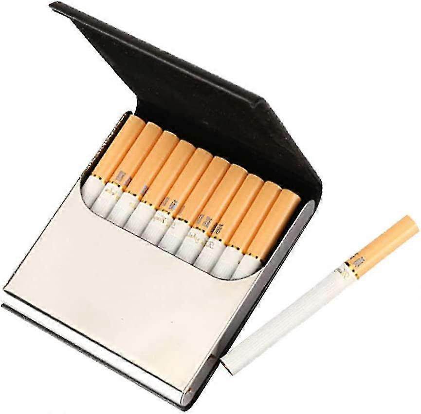 Cigarette Case Black Made Of High Quality Metal/pu Leather, Cigarette Case Cigarette Case Cigarette Case Cigarette Box With Magnetic Closure For Men W