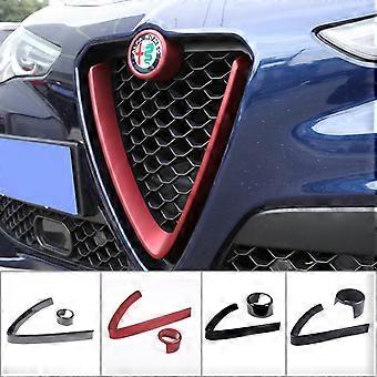 YANER Lot 2 Garnitures Calandre Avant ABS Chromé/Fibre Carbone – Compatible Alfa Romeo Stelvio 2017-2020 (sauf Quadrifoglio)