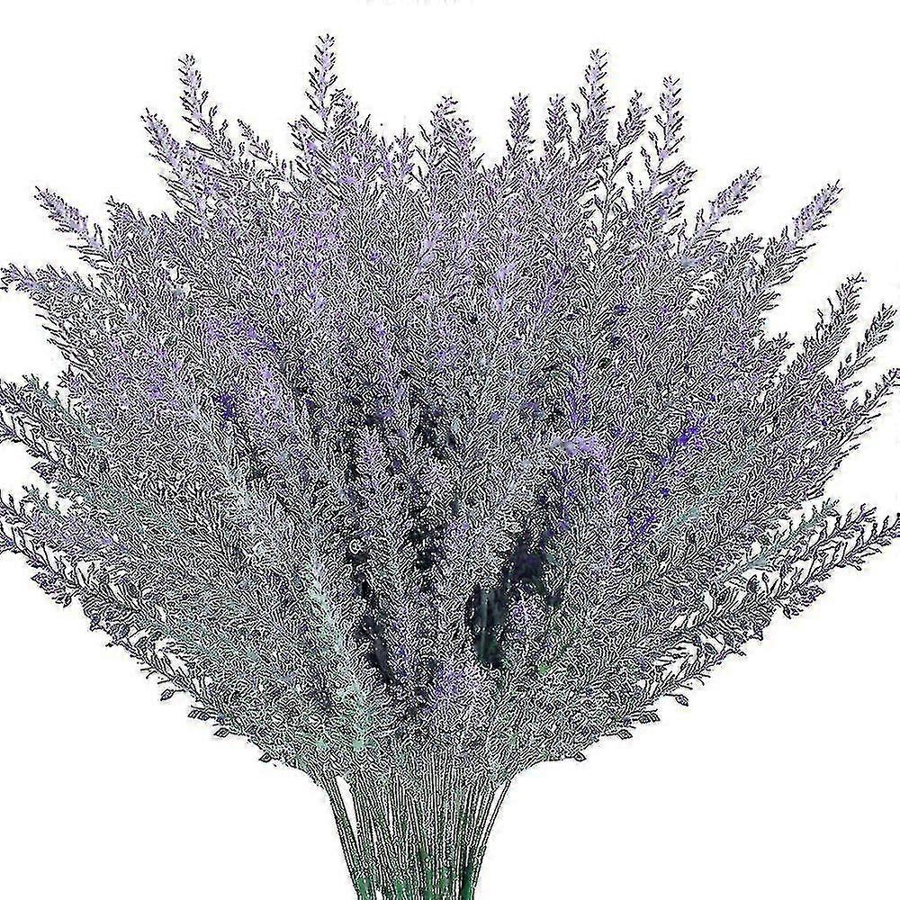 4pcs Artificial Flowers Flocked Plastic Lavender Bundle Fake Plants Wedding