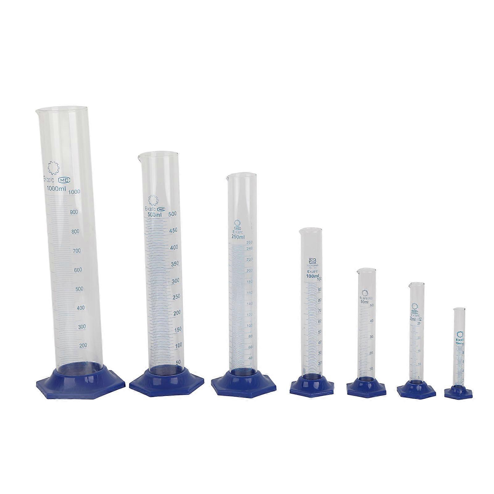 7PCS Experiment Measuring Cylinder Borosilicate Glass Graduated Cylinder Laboratory Utensils