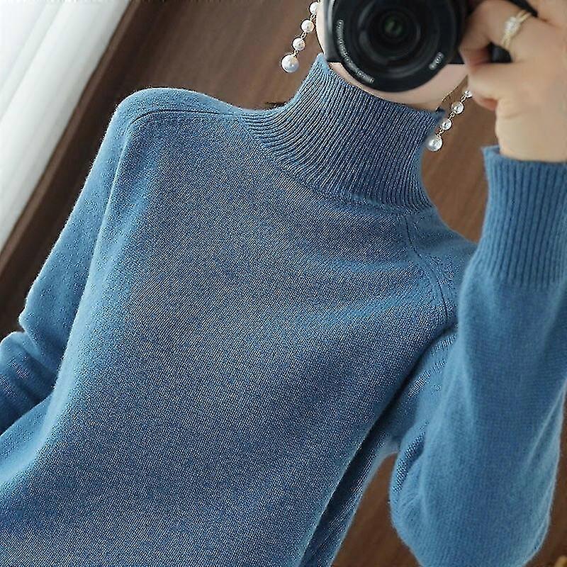 Women's Turtleneck Cashmere Sweater Autumn And Winter Solid Color Knitted Pullover Banmo