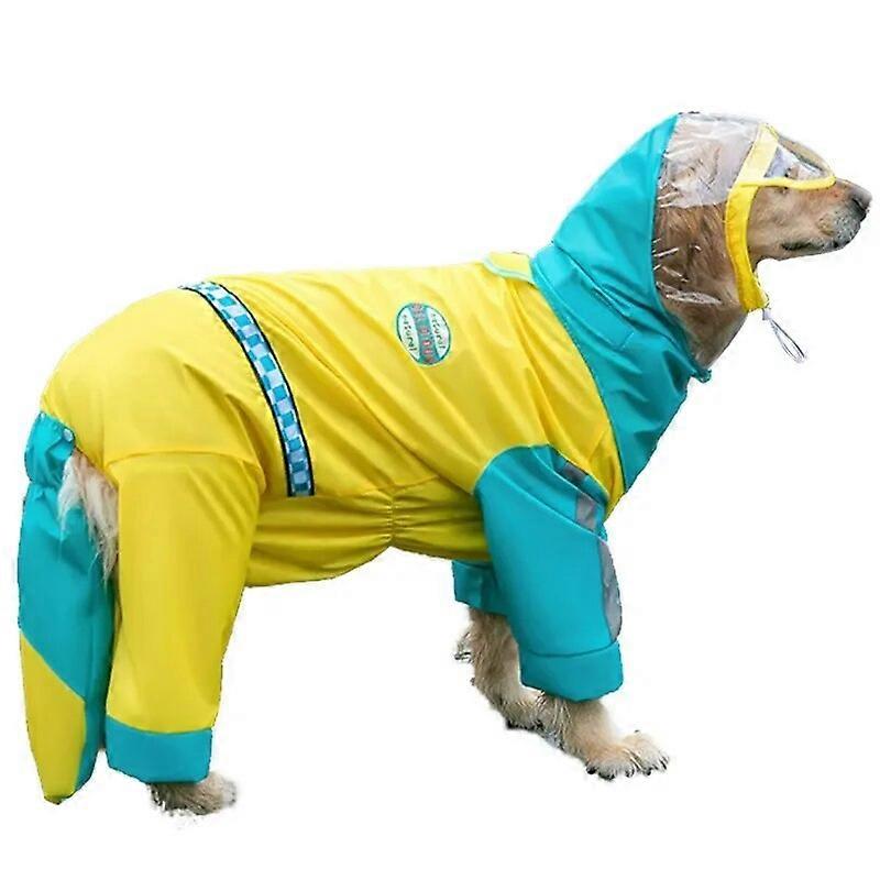 Dog Raincoat Waterproof Dogface Large Dog Rain Coat Jacket Reflective Adjustable Pet Dog Raincoat with Hood Pet Supplies Rain Suits