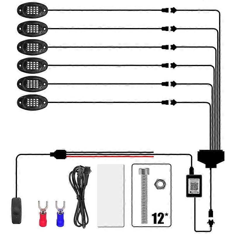 12V RGB Lights Car Chassis Undergolw Decorative Ambient Lamps LED Bluetooth Smart Cartronics For Boat Jeep Off Road 4x4 Truck Motor Vehicle Lighting