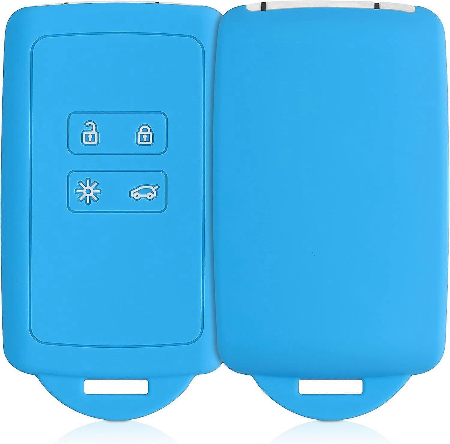 Blue - Car Key Accessory Compatible with Renault Smart Key 4 Buttons (Keyless Entry Only) - Soft Silicone Shell with Key Fob Head - 1 Piece