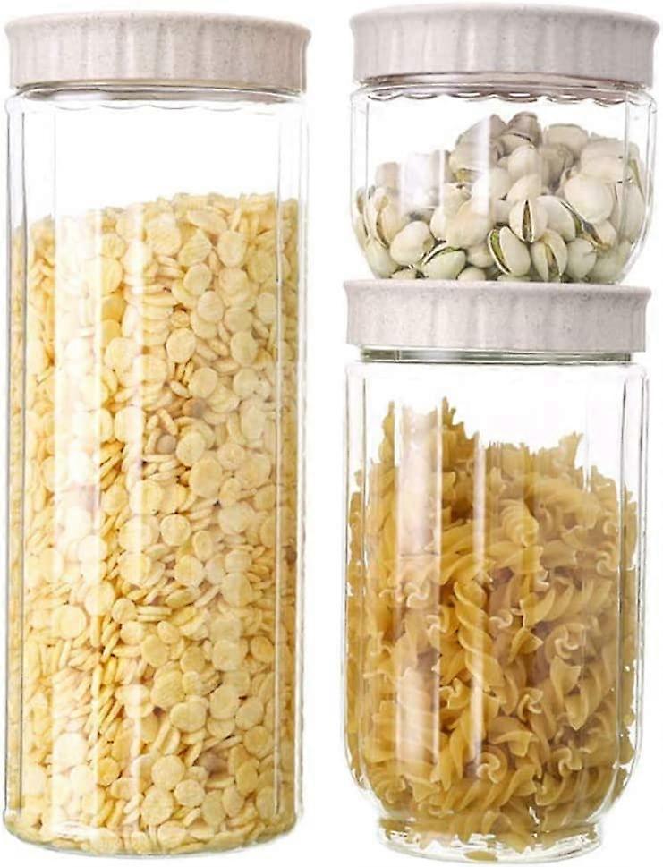 3pcs/set Food Storage Containers with Scale 3 Size Plastic Cereal Container Food Storage Containers for Kitchen Pantry Organization