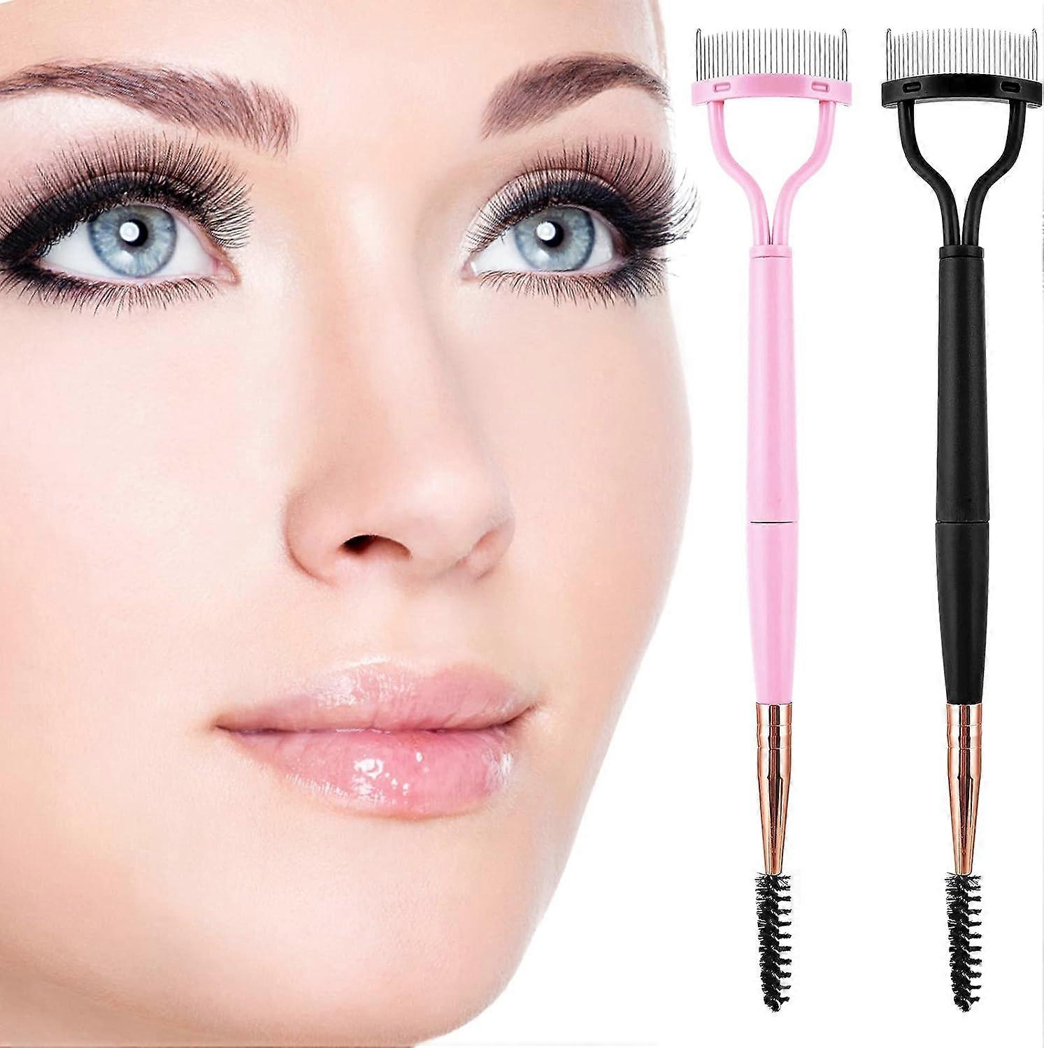 2 Heads Brow Lash Shaper, Collapsible Dual Head Lash Separator Lash Comb Mascara Applicator Brush Spool Brush For Separating Eyelashes, De-Clumping Ma
