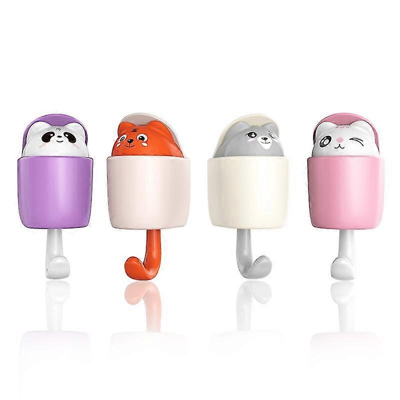 Household Hook Adhesive Cute Animals Easy Installation 4 Pieces Pack