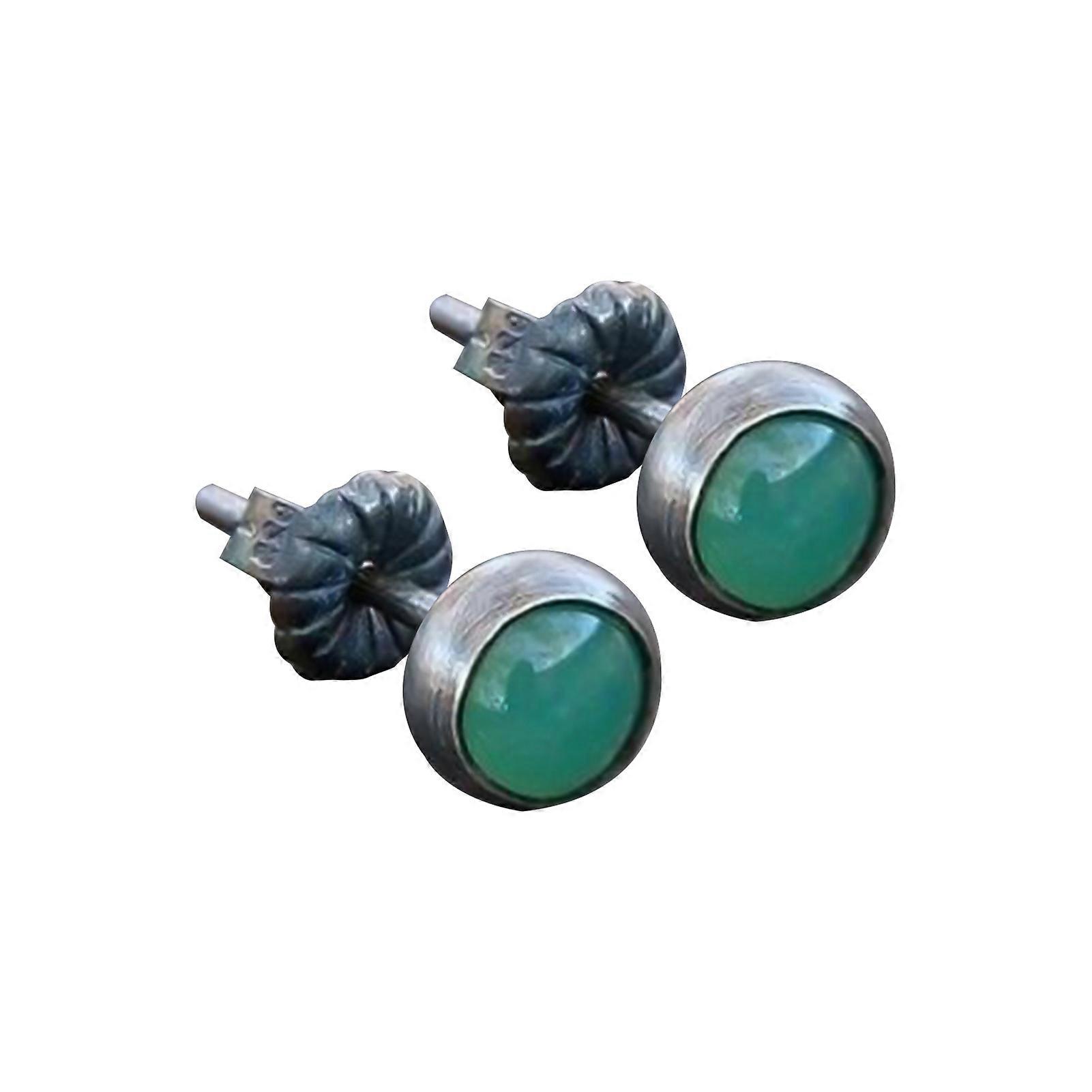 1 Pair Alloy Stud Earrings Exquisite Inlaid Imitation Jade Ear Studs for Party