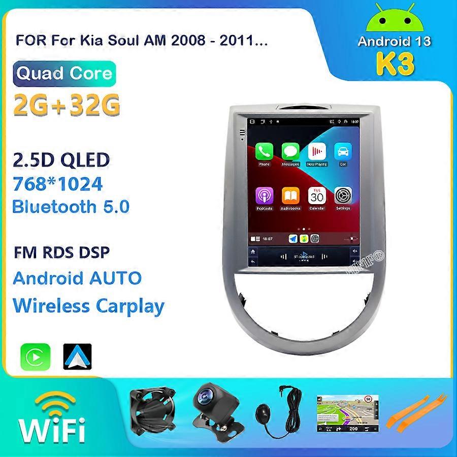 For KIA Soul 2010-2013 Car Radio Autoradio Multimedia Player Tesla Vertical Screen Android 13 Audio for Cars Navigation GPS 2din