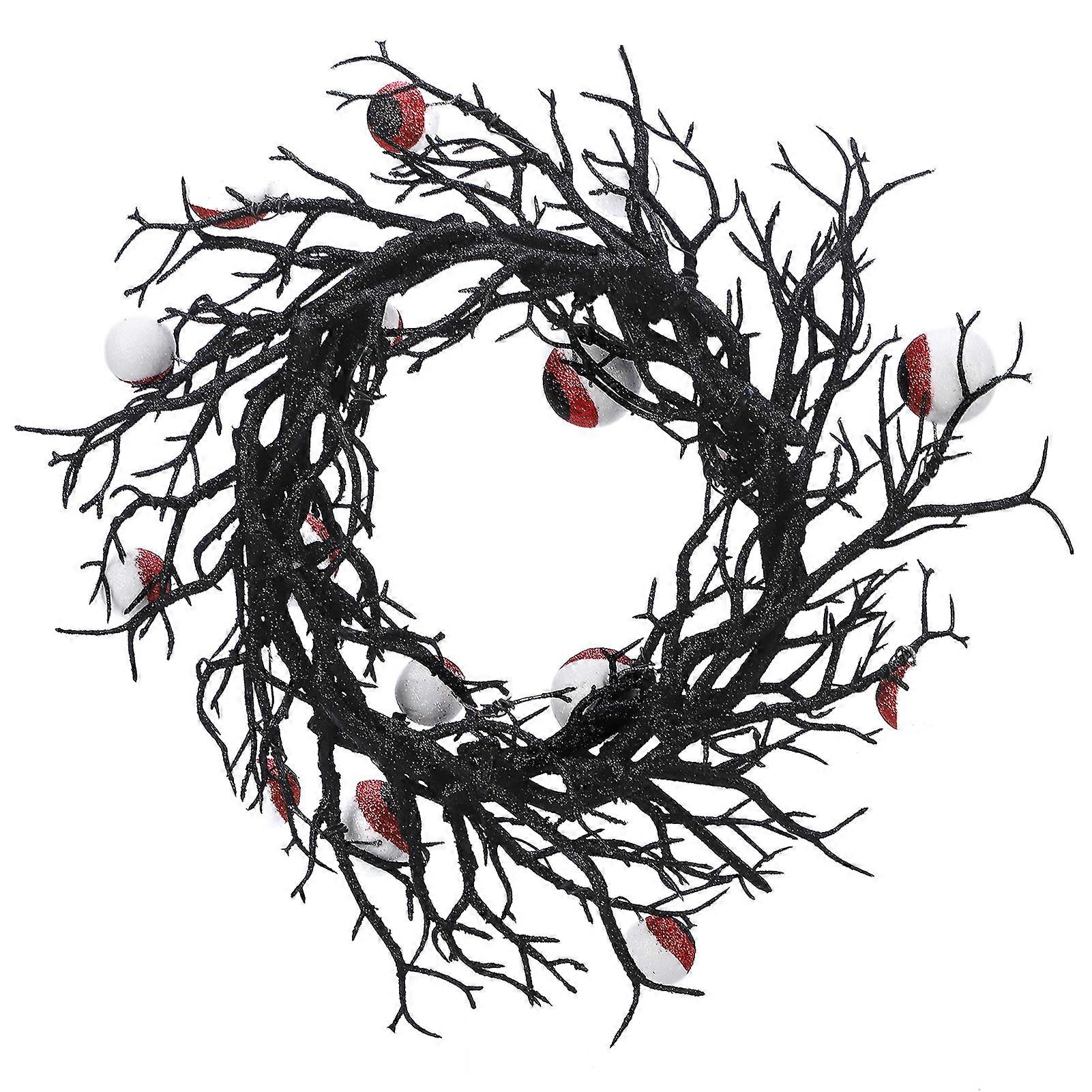 Halloween Simulation Eyeball Wreath, Withered Branch Wreath, Ghost Festival Terrifying Atmosphere Pendant, Party Decoration Props 45*45cm