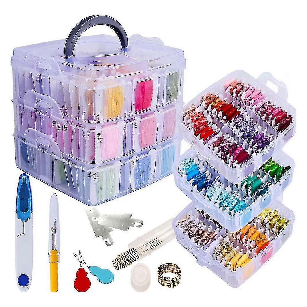 Embroidery Thread Floss Set Including 200 Colors Cross Sewing Thread With Floss Bins And 48 Pcs Cro