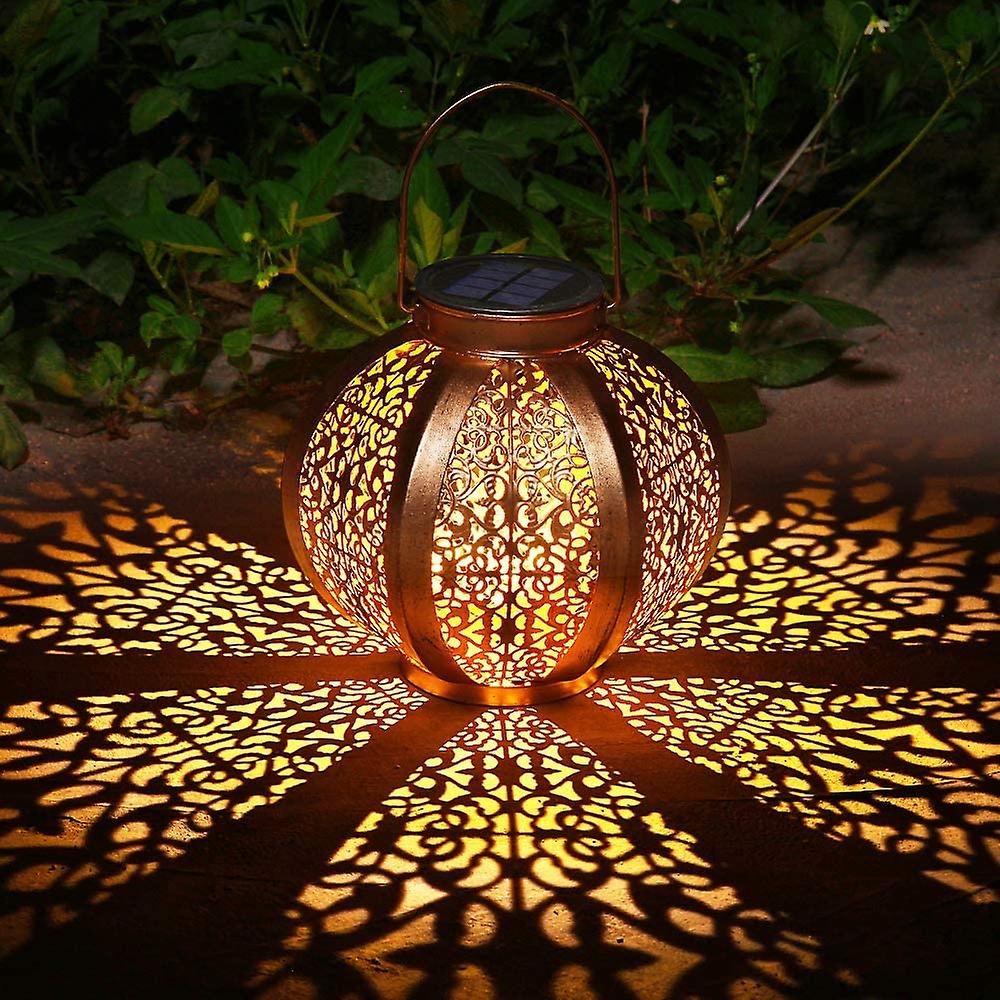 Set Di 2 Lanterne Solari Da Giardino In Ferro Con Motivo A Foglie | Luce Bianca E Ambra, Ricaricabili Con Pannello Solare 2V, Batteria AA 1600 MAh | Per Esterni, Giardino, Terrazza, Balcone