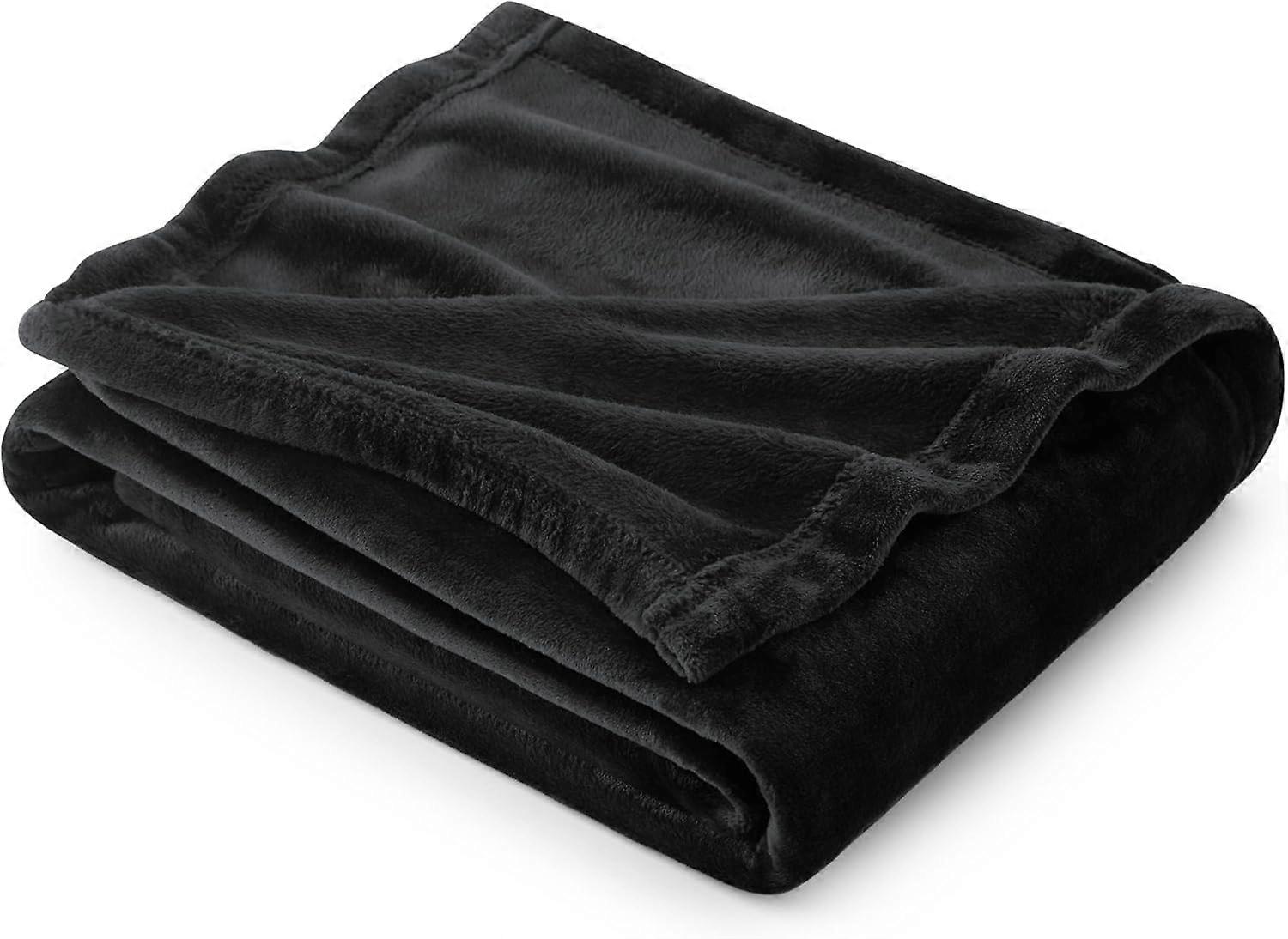 Fleece Blanket Sofa Throw - Versatile Blanket Fluffy Soft Throw for Bed and Couch Throw/Single,Black, 130x150cm