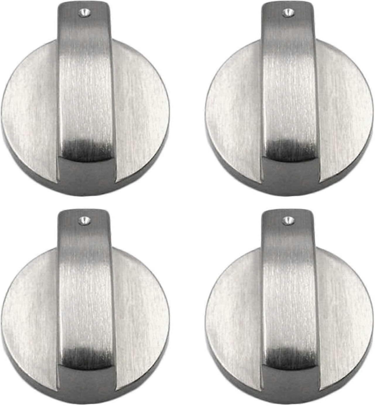 Gas Stove Knobs, 4 Pieces, Metal, 6 Mm, Silver-colored, Adjustment Knobs Compatible With Gas Stove Or Oven