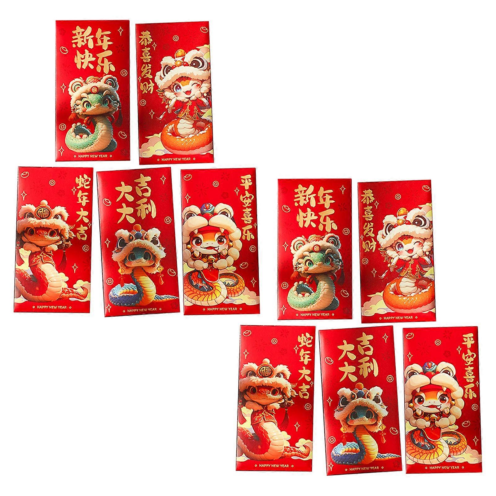 10 Pcs Red Envelopes Chinese New Year Money Packets 2025 Snake Lunar Year Red Packets for The Spring Festival Celebrations