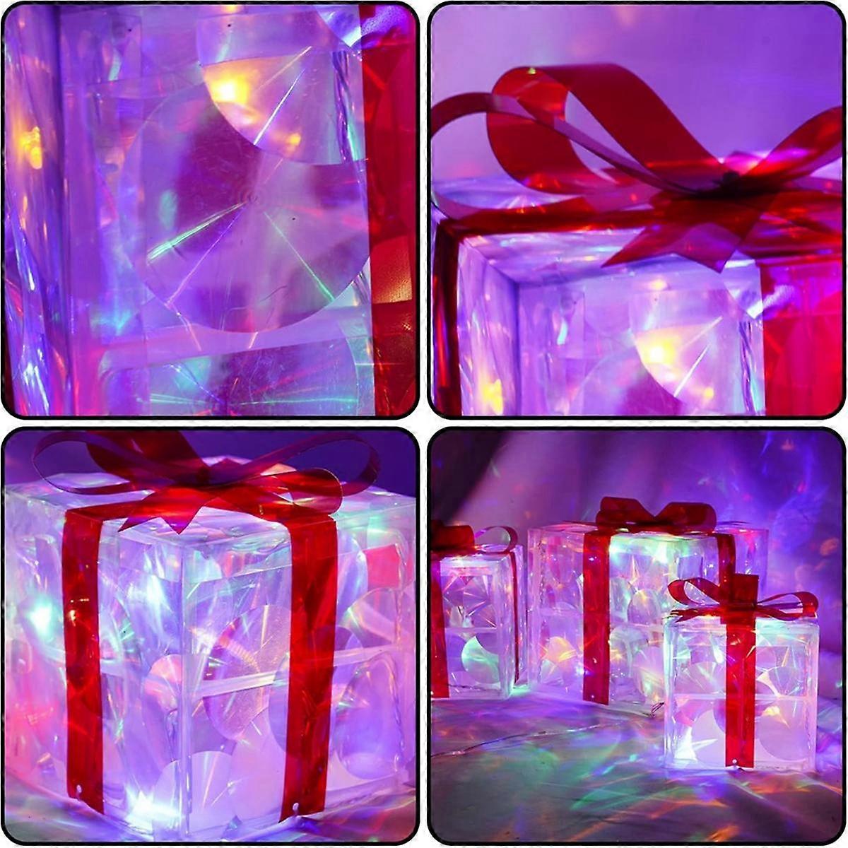 Christmas Light Gift Box LED Light Christmas Box Decorations Christmas Tree Home Lawn Decorations A