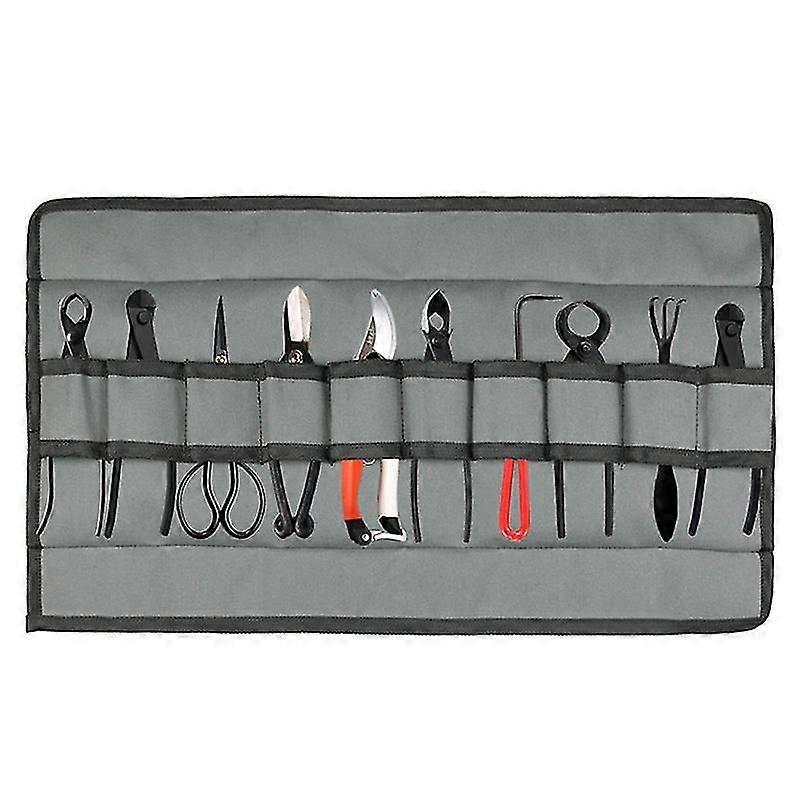 حقيبة لفة أداة شديدة التحمل ، حقيبة قماش بونساي أداة 10 جيب ، حقيبة تخزين لفة أداة بونساي للحديقة ، منظم مفتاح الربط وحقيبة الأدوات ، أدوات GIF