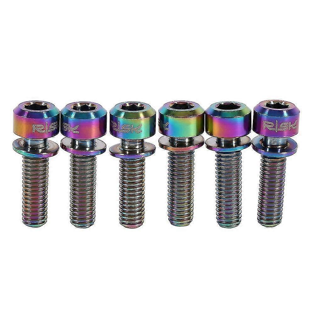 6 Pieces Mountain Bike M5 X 18mm Titanium Stem Bolts Screw With Washer()