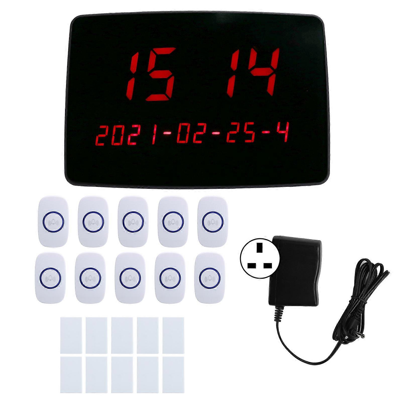 1 bis 10 Wireless Pager Call Button Receiver System Hotel Handheld Paging Tool 110240V (UK-Stecker)