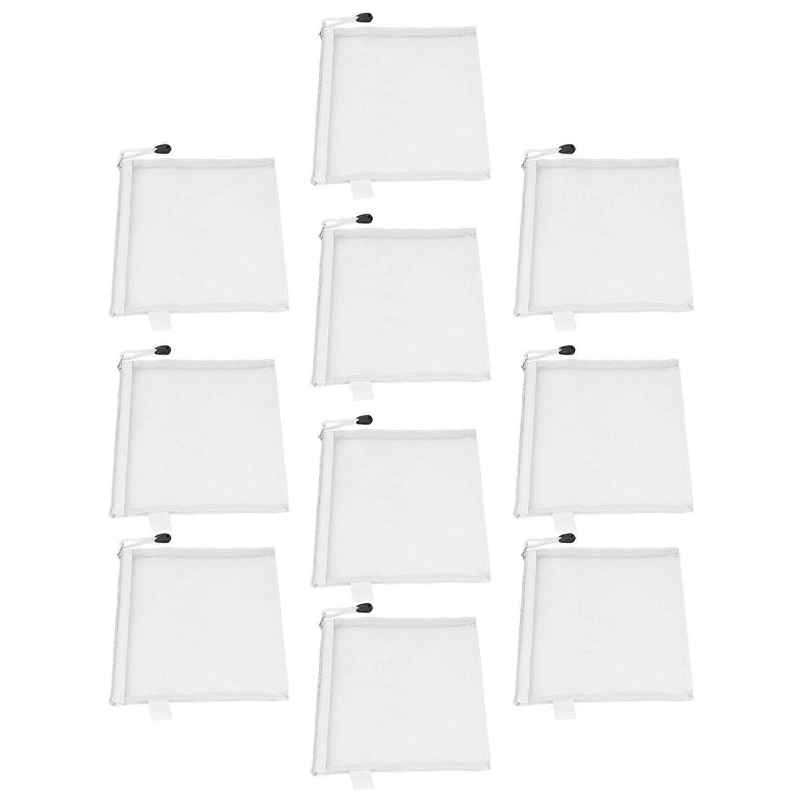 ジッパー付き書類ポーチ 防水 破れにくい A5用紙サイズ 書類オーガナイザーバッグ ホワイト 10個入り