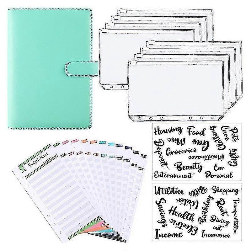 A6 Binder Budget Planner Notebook Covers Folder Size 6 Hole Pockets Plastic Zipper Money Saving Envelope