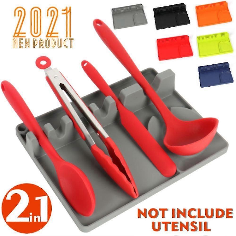 Silicone Spoon Rest Holder With Drip Pad - Upgraded Utensil Rest For Stove Top