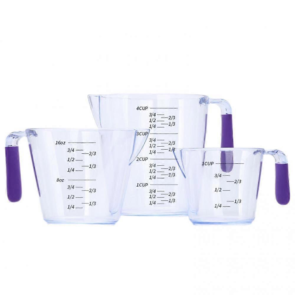 Transparent Plastic Measuring Cup Set Of 3 Pieces, Measuring Cup Set With Double Scales, Kitchen Baking Weighing Calculation Tool
