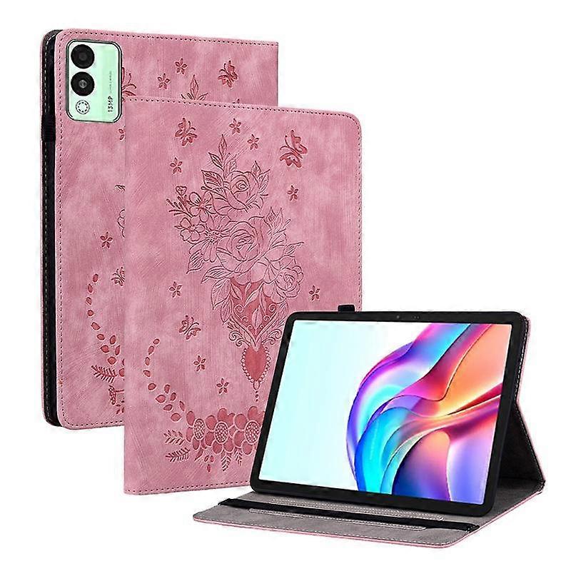 Butterfly Rose Präglad Läder Tablettfodral För Tecno Megapad 11