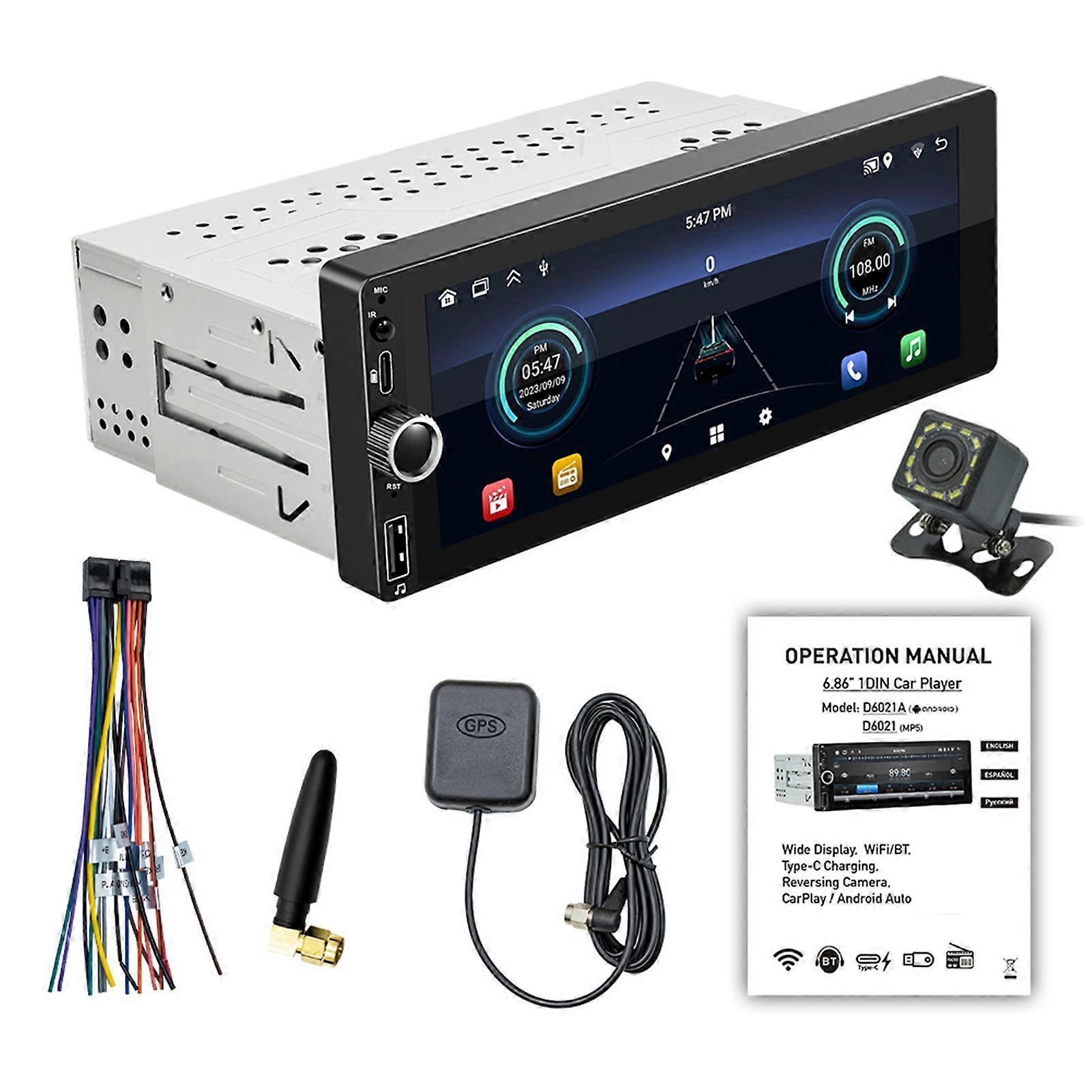 Android 13 Car Stereo - Single-Din GPS Navigation with Carplay and Android Auto
