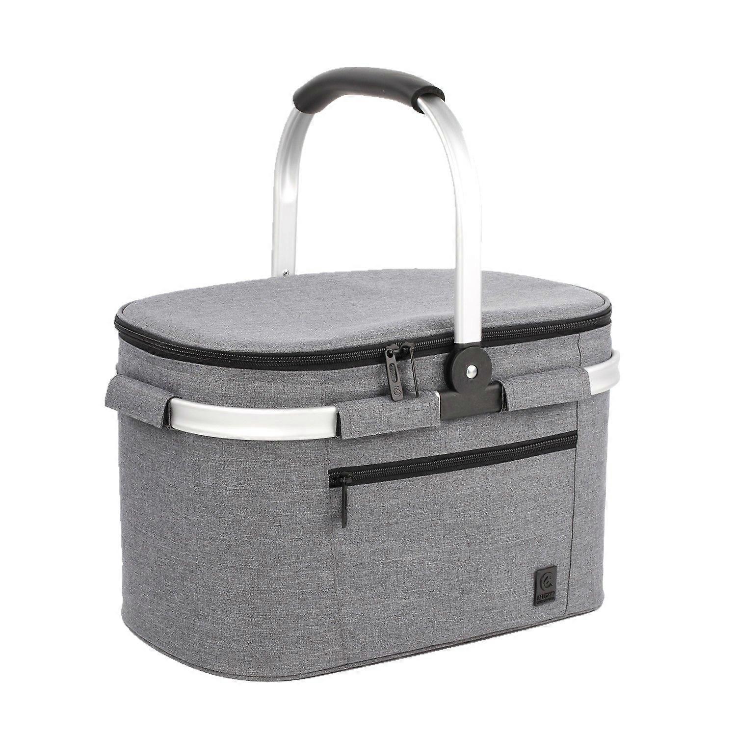 Insulated collapsible cooler bag portable picnic medium gray
