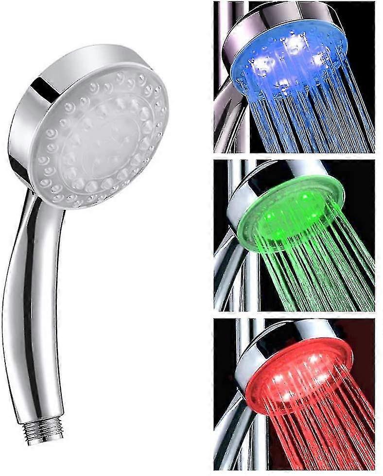 Showerhead, LED - Lit, Multicolor, Chrome - Finished, High - Pressure, Easy - to - Install