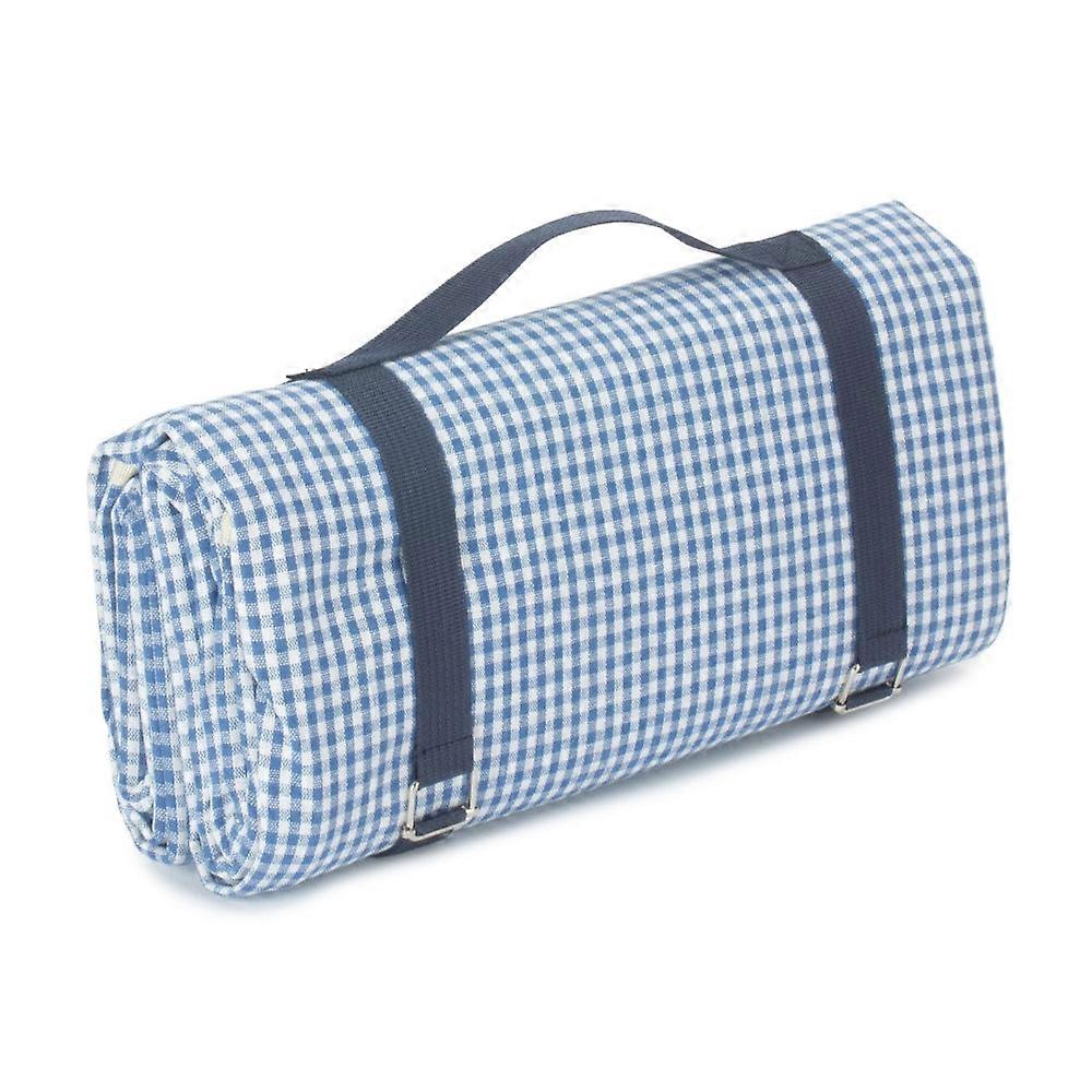 Blue And White Gingham Picnic Blanket