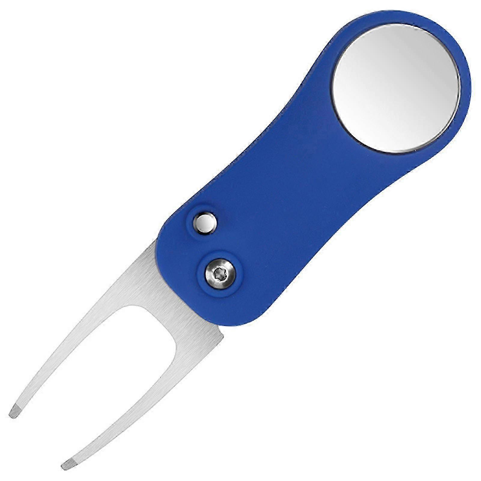 屋外パッティング用の折りたたみ式マーク位置を備えたポータブルステンレス鋼ディボットツールグリーン-ブルー