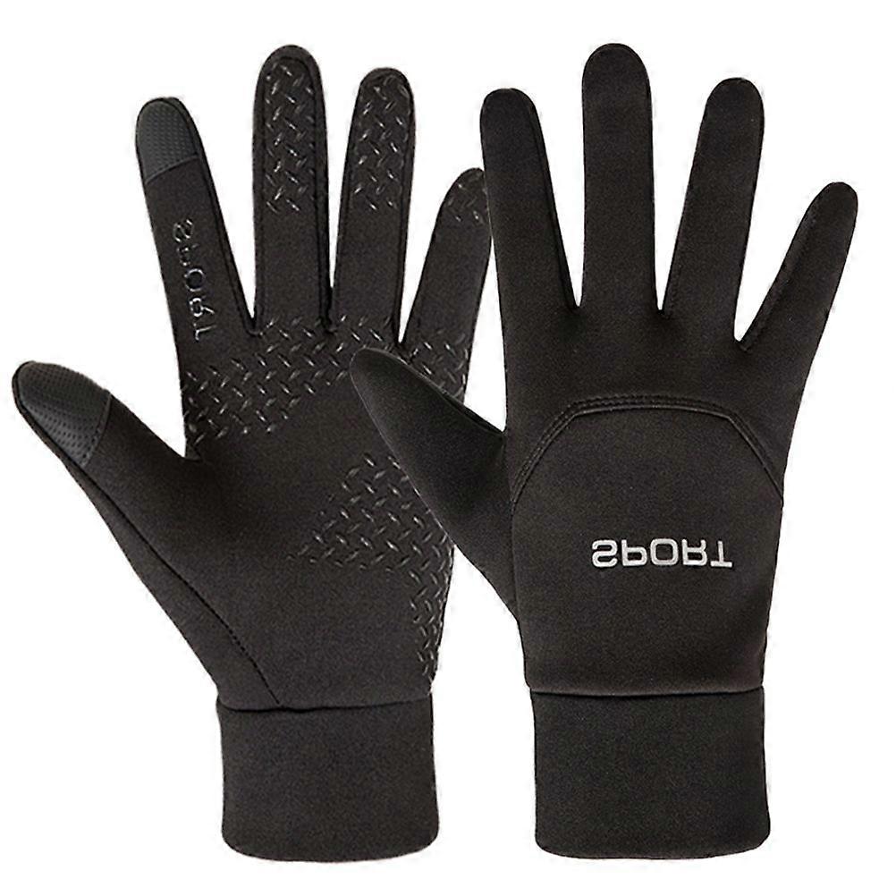 Gants d’extérieur écran tactile plein doigt hiver chaud coupe-vent gants de protection pour hommes femmes (noir, taille L)
